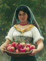 Eugene de Blaas - paintings - Maedchen mit Granataepfeln