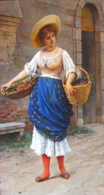 Eugene de Blaas - Peintures - Le vendeur de fruits