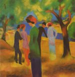 August Macke - Bilder Gemälde - Dame in grüner Jacke