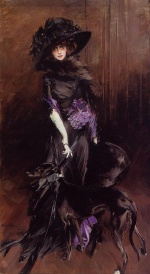 Giovanni Boldini - Bilder Gemälde - Portrait of the Marchesa Luisa Casati with a Greyhound