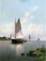 Alfred Thompson Bricher - Peintures - Pointe bleue, Long Island