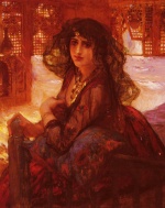 Frédéric Arthur Bridgman - Peintures - Jeune fille du harem