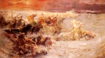 Frédéric Arthur Bridgman - Peintures - L´armée du pharaon engloutie par la mer Rouge