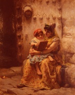 Frederick Arthur Bridgman  - Peintures - La leçon de lecture