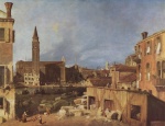 Canaletto - Peintures - La Cour des tailleurs de pierre