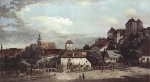 Bernardo Bellotto - Bilder Gemälde - Ansicht von Pirna mit Befestigungsanlagen und Obertor sowie Festung Sonnenstein