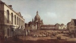 Bernardo Bellotto - Peintures - Marché neuf de Dresde vu du cimetière juif avec l´église de la Frauenkirche et la garde de la vieill