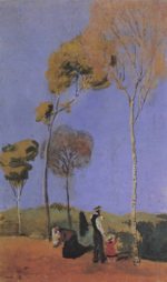 August Macke  - Bilder Gemälde - Spaziergänger