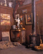 Gustave Caillebotte - Peintures - Intérieur d'un atelier avec poêle