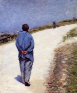 Gustave Caillebotte - paintings - Man in a Smock (Father Magloire on the Road between Saint Claire and Etretat)