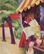 August Macke  - Bilder Gemälde - Vor dem Hutladen