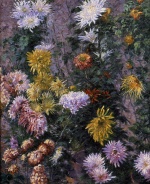 Gustave Caillebotte  - Bilder Gemälde - White and Yellow Chrysanthemums Garden at Petit Gennevilliers