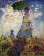 Bild:Camille Monet und Sohn Jean auf dem Hügel