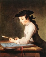 Jean Simeon Chardin  - Bilder Gemälde - The Draughtsman