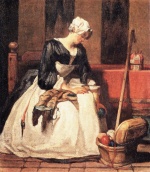 Jean Simeon Chardin  - Bilder Gemälde - The Embroidere