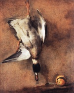 Jean Simeon Chardin  - Bilder Gemälde - Wild Duck with a Seville Orange