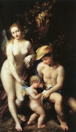 Correggio - Bilder Gemälde - The Education of Cupid
