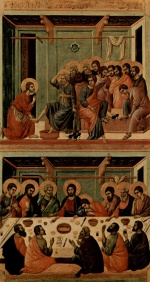 Duccio di Buoninsegna - Bilder Gemälde - Fusswaschung und das letzte Abendmahl