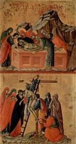 Duccio di Buoninsegna - Bilder Gemälde - Grablegung und Kreuzabnahme