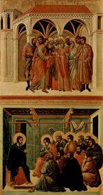 Duccio di Buoninsegna - Bilder Gemälde - Verat Judas und Abschied Christi von den Aposteln