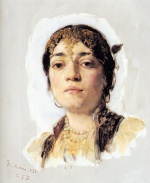 Frank Duveneck - Peintures - Tête d'une femme orientale