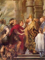 Bild:Heiliger Ambrosius und Kaiser Theodosius