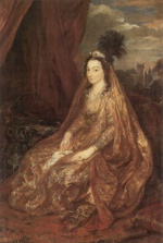 Anthonis van Dyck - Bilder Gemälde - Portrait der Elisabeth (Theresia Shirley in orientalischer Kleidung)