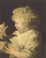 Anthonis van Dyck - Bilder Gemälde - Portrait eines Kindes mit Vogel