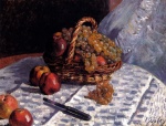 Alfred Sisley  - Bilder Gemälde - Still Life (Apples And Grapes)