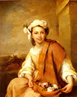 Bartolome Esteban Perez Murillo - Peintures - La marchande de fleurs