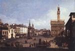 Bernardo Bellotto - Bilder Gemälde - The Piazza della Signoria in Florence