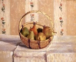 Camille Pissarro  - Peintures - Pommes et poires dans un panier rond