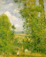 Camille Pissarro  - Peintures - Repos dans les bois à Pontoise