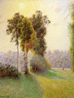 Camille Pissarro  - Bilder Gemälde - Sunset at St. Charles, Eragny