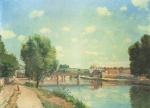 Camille  Pissarro  - Peintures - Le pont ferroviaire à Pontoise