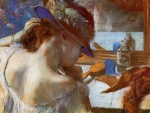 Edgar Degas  - Bilder Gemälde - At the Mirror
