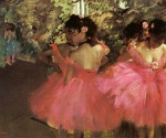 Hilaire Germain Edgar De Gas  - Peintures - Danseuses en rose