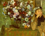 Edgar Degas  - Bilder Gemälde - Madame Valpincon with Chrysanthemums