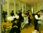 Edgar Degas  - Bilder Gemälde - Portrait in a New Orleans Cotton Office