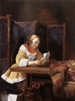 Gerhard ter Borch - paintings - A Lady Reading a Letter