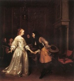 Gerhard ter Borch - Peintures - Le couple de danseurs