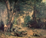 Gustave Courbet - Bilder Gemälde - A Thicket of Deer at the Stream of Plaisir Fountaine