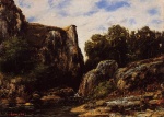 Gustave Courbet - Bilder Gemälde - A Waterfall in the Jura