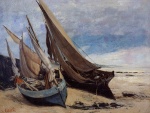 Gustave Courbet  - Bilder Gemälde - Fishing Boats on the Deauville Beach