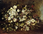 Gustave Courbet  - Bilder Gemälde - Flowering Apple Tree Branch