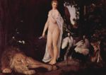 Gustav Klimt  - Bilder Gemälde - Weiblicher Akt mit Tieren in einer Landschaft