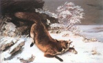 Gustave Courbet  - Bilder Gemälde - The Fox in the Snow