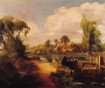 John Constable  - Peintures - Paysage avec garçons à la pêche