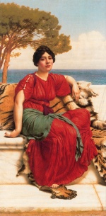 John William Godward  - Bilder Gemälde - By the Blue Ionian Sea