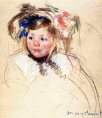 Mary Cassatt  - paintings - Head of Sara in a Bonnet Looking Left